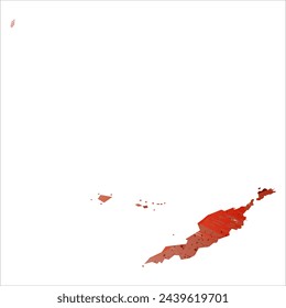 High detailed vector map. Anguilla. Watercolor style. Bismarck-furioso. Red color.
