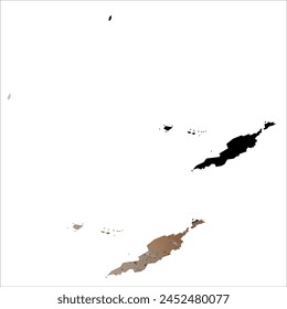 High detailed vector map. Anguilla. Set of two cards. Watercolor style. Brown color. Black card.