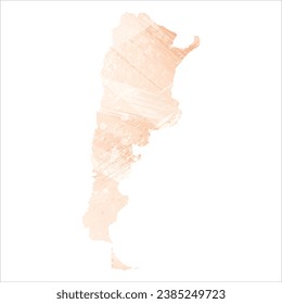 High detailed vector map. Argentina. Watercolor style. Apricot color.