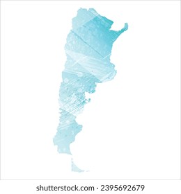 High detailed vector map. Argentina. Watercolor style. Aquamarine blue color.