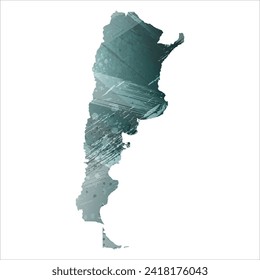 High detailed vector map. Argentina. Watercolor style. Aspid gray color. Green-gray deep color.