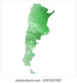 Hohe detaillierte Vektorkarte. Argentinien. Aquarell. Grüne Farbe. Salacious smaragdfarben.