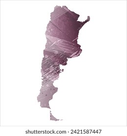 High detailed vector map. Argentina. Watercolor style. Eggplant color. Pastel purple color.
