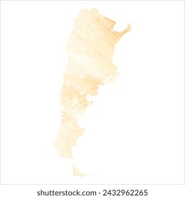 High detailed vector map. Argentina. Watercolor style. Yellow color.