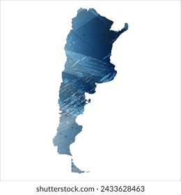 High detailed vector map. Argentina. Watercolor style. Deep blue color. Berlin azure.