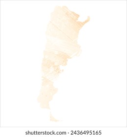 High detailed vector map. Argentina. Watercolor style. Biscuit color. Pastel yellow color.