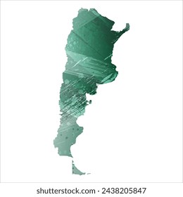 High detailed vector map. Argentina. Watercolor style. Turquoise green color.