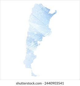 High detailed vector map. Argentina. Watercolor style. Pale cornflower. Blue color.