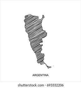 high detailed vector map. Argentina map Line black.