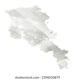 Mapa vectorial detallado alto. Armenia. Estilo acuarela. Color gris.