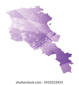 High detailed vector map. Armenia. Watercolor style. Amethyst purple color.