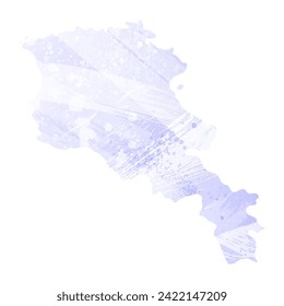 High detailed vector map. Armenia. Watercolor style. Periwinkle color. Delicate lilac color. Pastel purple.