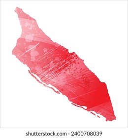 High detailed vector map. Aruba. Watercolor Style. Alizarin red color.