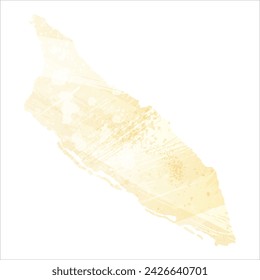 High detailed vector map. Aruba. Watercolor style. Banana color. Pastel yellow. Delicate yellow.