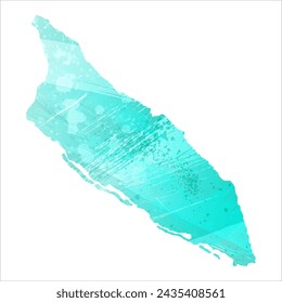 High detailed vector map. Aruba. Watercolor style. Turquoise color. Bright blue color.