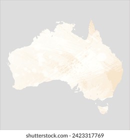 High detailed vector map. Australia. Watercolor style. Banana color. Pastel yellow color.
