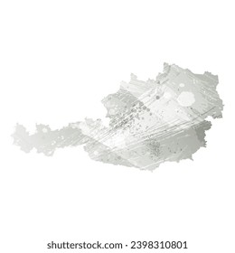 High detailed vector map. Austria. Watercolor style. Gray color.