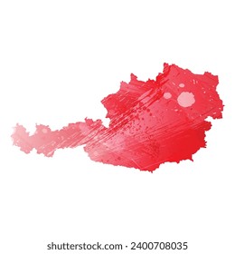High detailed vector map. Austria. Watercolor Style. Alizarin red color.