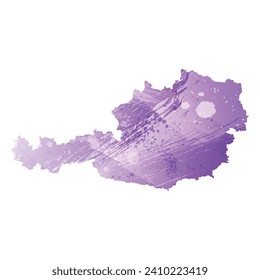 High detailed vector map. Austria. Watercolor style. Amethyst purple color.