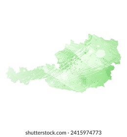 High detailed vector map. Austria. Watercolor style. Light lettuce color. Pastel green.