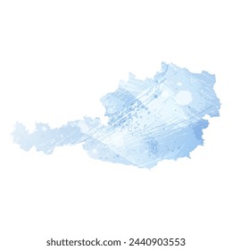 High detailed vector map. Austria. Watercolor style. Pale cornflower. Blue color.