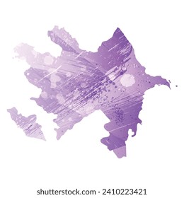 High detailed vector map. Azerbaijan. Watercolor style. Amethyst purple color.