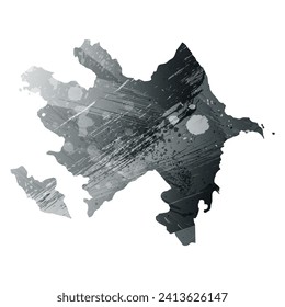 High detailed vector map. Azerbaijan. Watercolor style. Anthracite gray. Dark gray. Black color.