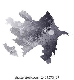 Mapa vectorial detallado alto. Azerbaiyán. Estilo acuarela. Color gris antracita. 