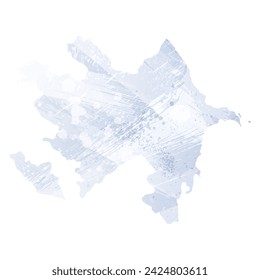 High detailed vector map. Azerbaijan. Watercolor style. Periwinkle color. Pastel lilac color. Delicate purple.