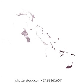 High detailed vector map. Bahamas. Watercolor style. Eggplant color. Pastel purple color.