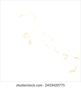 High detailed vector map. Bahamas. Watercolor style. Yellow color.