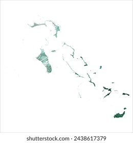 High detailed vector map. Bahamas. Watercolor style. Turquoise green color.