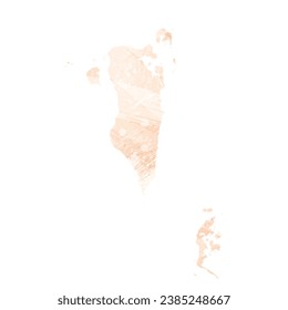 Hohe detaillierte Vektorkarte. Bahrain. Aquarell. Aprikosenfarbe.