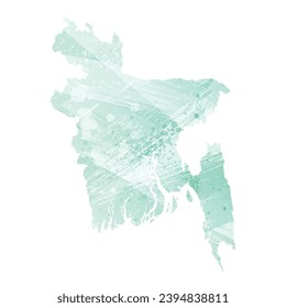 High detailed vector map. Bangladesh. Watercolor style. Aquamarine color.