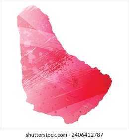 High detailed vector map. Barbados. Watercolor style. Amaranth red color.