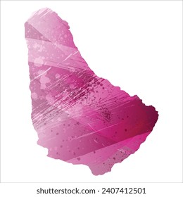 Mapa vectorial detallado alto. Barbados. Estilo acuarela. Amaranth color púrpura profundo.