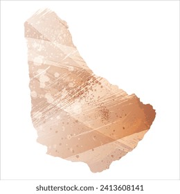 High detailed vector map. Barbados. Watercolor style. Antique brass. Light brown. Gold color.