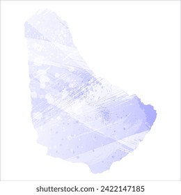 High detailed vector map. Barbados. Watercolor style. Periwinkle color. Delicate lilac color. Pastel purple.