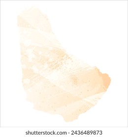 High detailed vector map. Barbados. Watercolor style. Biscuit color. Pastel yellow color.