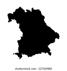 High detailed vector map - Bavaria, Bayern, high detailed black silhouette illustration isolated on white background. Province in Germany.