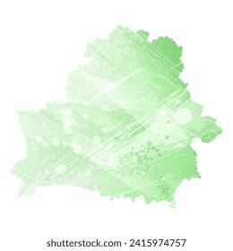 High detailed vector map. Belarus. Watercolor style. Light lettuce color. Pastel green.