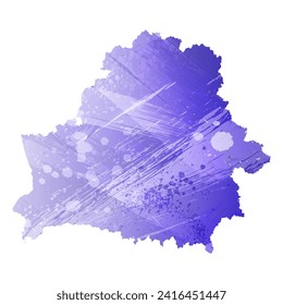 High detailed vector map. Belarus. Watercolor style. Aspid blue color. A violet, delicate, pastel color.