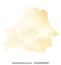 High detailed vector map. Belarus. Watercolor style. Banana color. Pastel yellow. Delicate yellow.