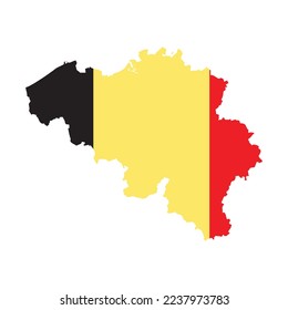 High detailed vector map of Belgium with Flag of Belgium colors
