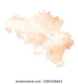 High detailed vector map. Belgium. Watercolor style. Apricot color.