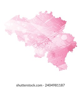 High detailed vector map. Belgium. Watercolor style. Amaranth pink color.