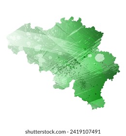 High detailed vector map. Belgium. Watercolor style. Green color. Salacious emerald color.