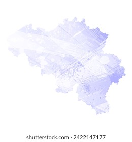 High detailed vector map. Belgium. Watercolor style. Periwinkle color. Delicate lilac color. Pastel purple.