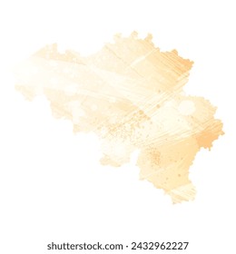 High detailed vector map. Belgium. Watercolor style. Yellow color.