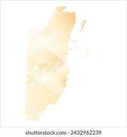 Mapa vectorial detallado. Belice. Estilo acuarela. Color amarillo.